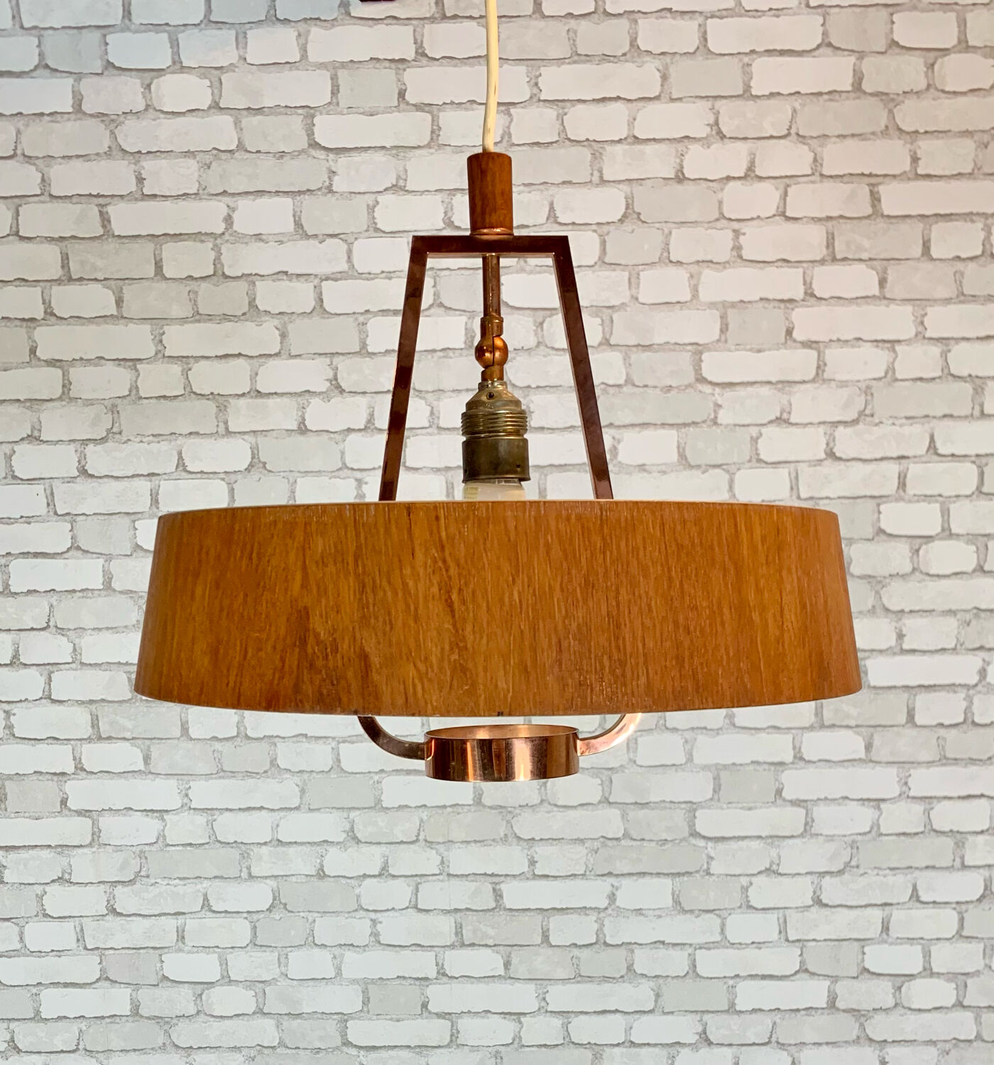 Vintage teak pendant lamp 1970
