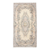 3x7 Cream & Brown Oriental Vintage Rug, 108x207Cm