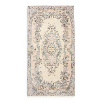 3x7 Cream & Brown Oriental Vintage Rug, 108x207Cm