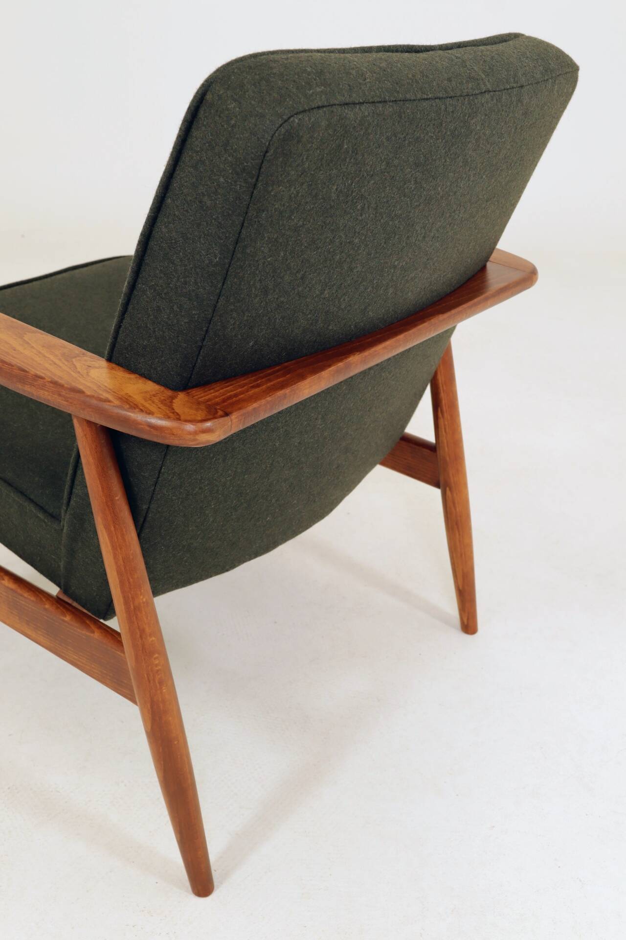 Modern living room chair deep olive green wool by M.Zielinski