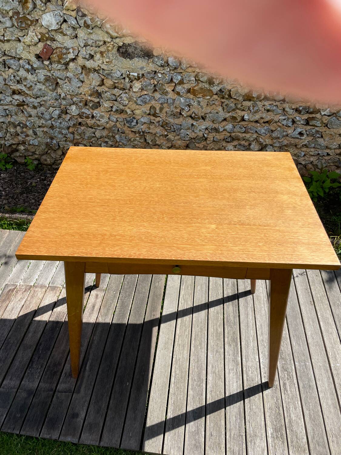 Vintage desk 1950-60 light oak compass legs