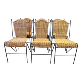 Chaises de bistrot en osier vintage par Frederik Weinberg, années 1960.