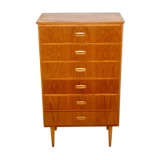 Tallboy teak chest of drawers, sweden, 1950