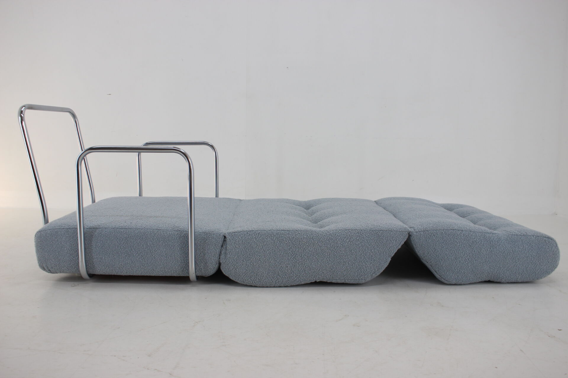 1970s convertible chrome armchair in bouclé ,czechoslovakia