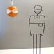 Space Age Orange and White Opaline Glass Pendant, Italy