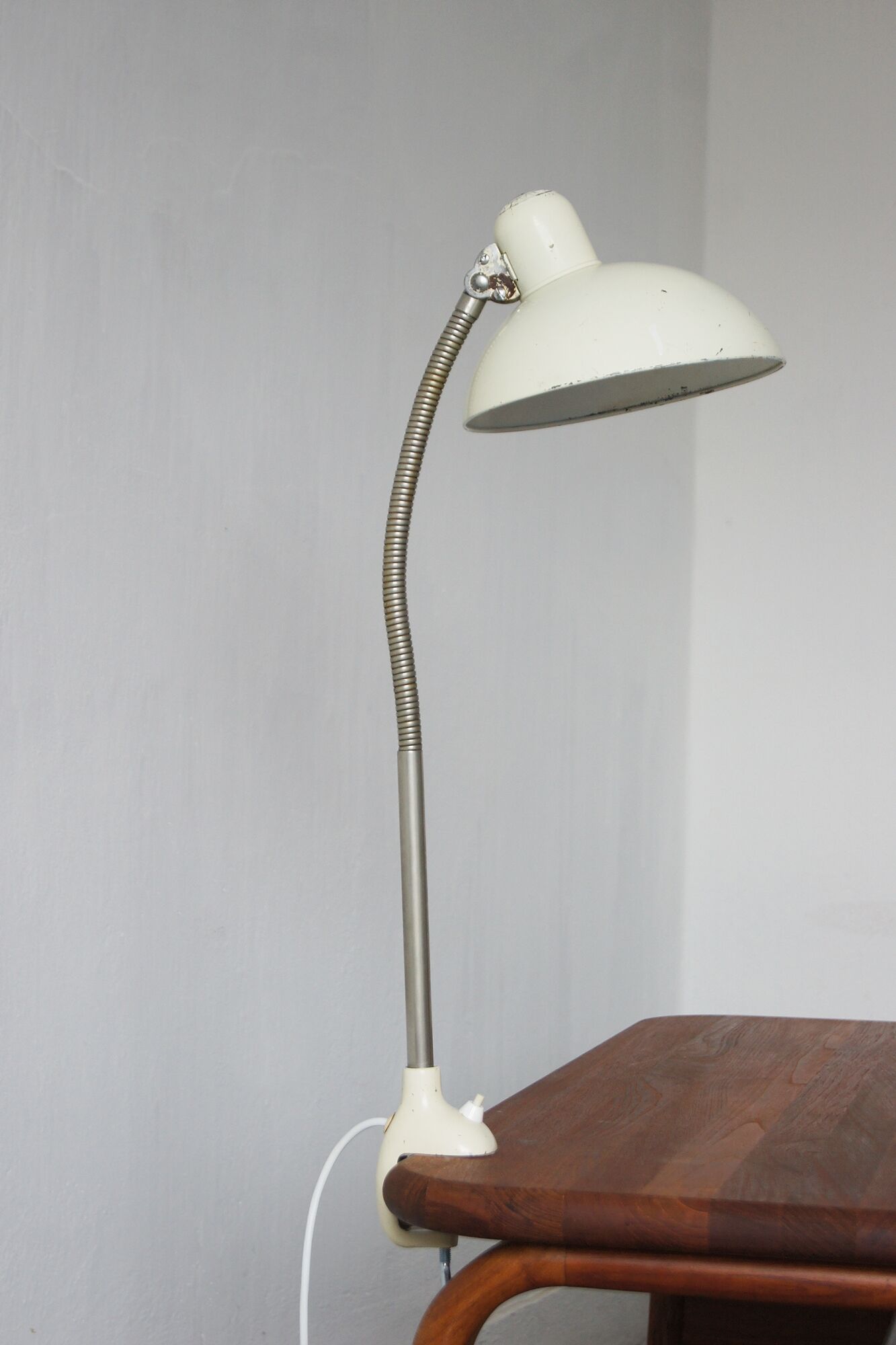 Bauhaus white table or desk lamp by christian dell for kaiser idell / kaiser leuchten, 1950s