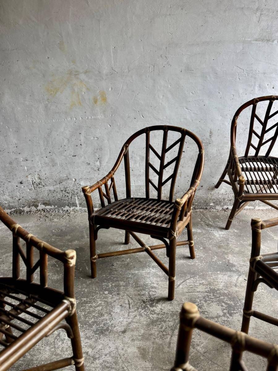 Rare ensemble de fauteuils en rotin McGuire des années 1970
