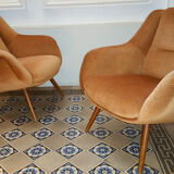 Pair of chairs sculptural vintage restored 60 years