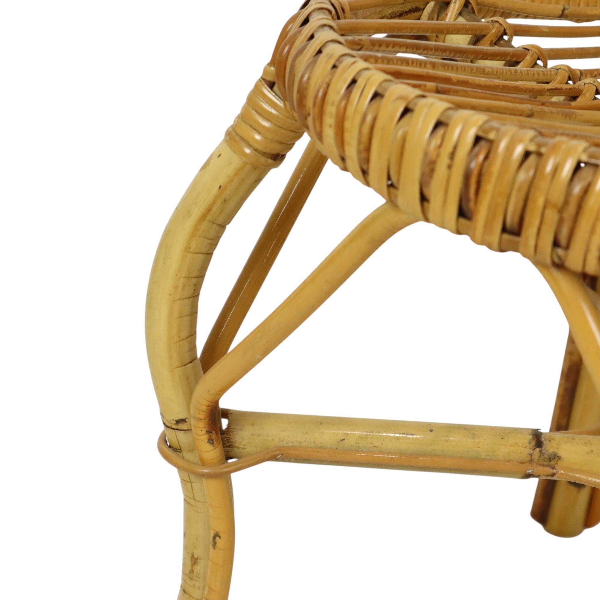Chaise en bambou rattan boho des années 60 au design italien