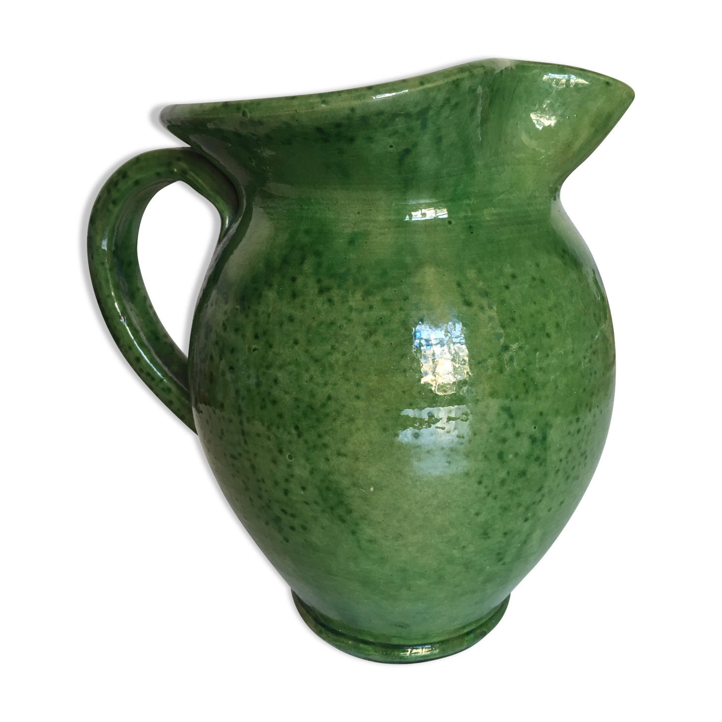 XXL Pichet vase in glazed terracotta from Biot, green, 1950.
