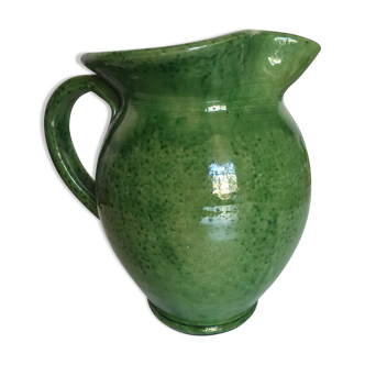 1950 Green Biot Glazed Earth 1950 Vase Pitcher