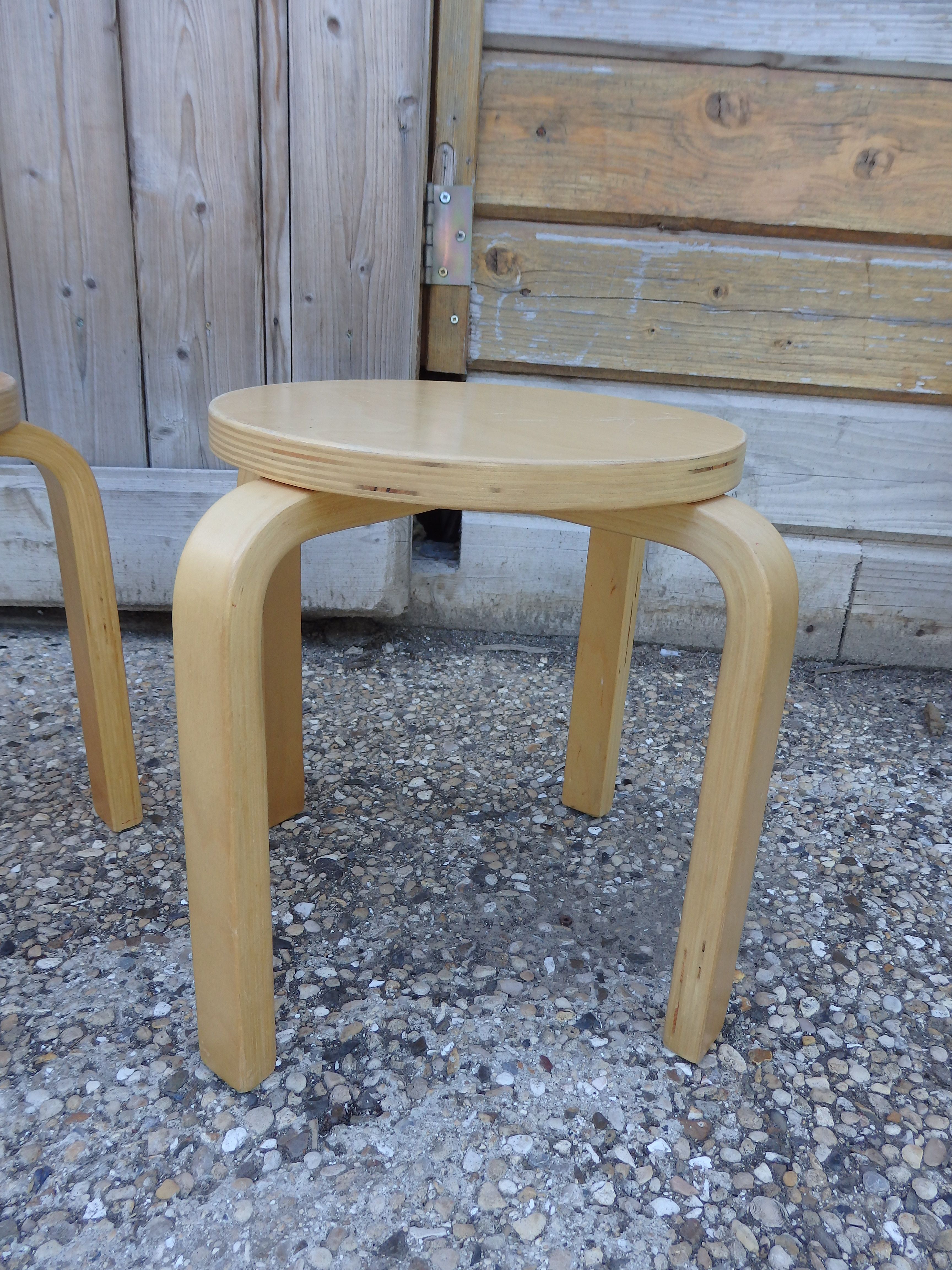 Pair of scandinavian vintage children's stool the