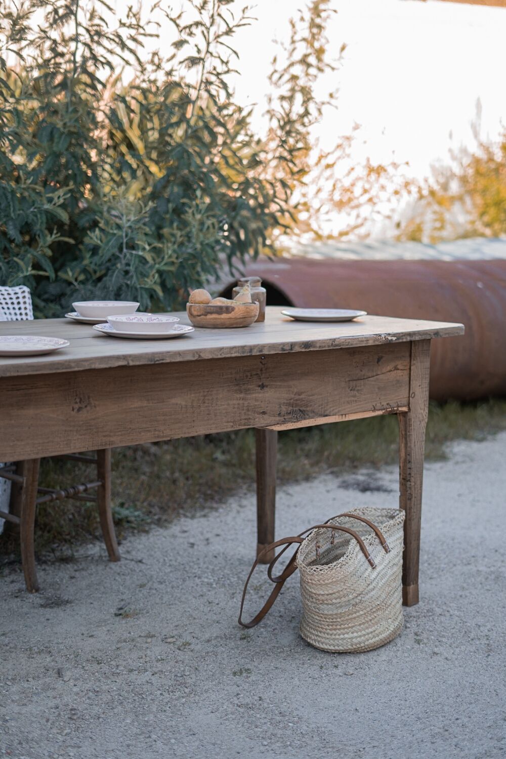 Table de ferme rénovée