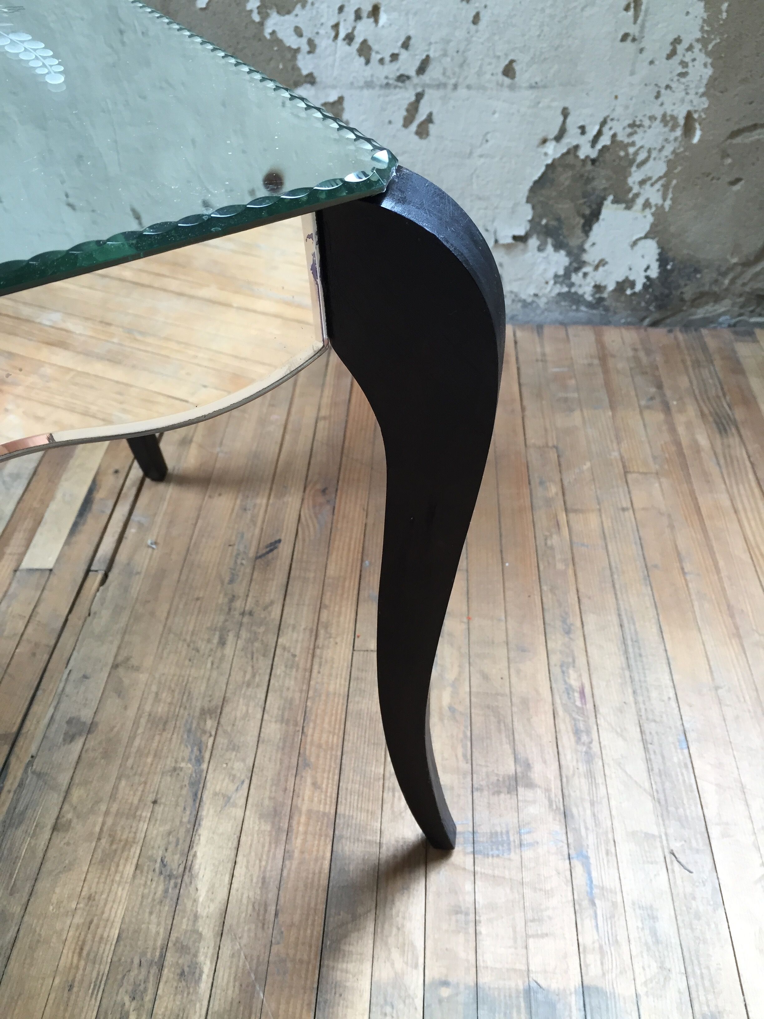 Bevelled mirror coffee table