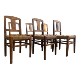 Suite de 6 chaises à corde milieu de siècle 1950