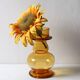 Vintage Small Pressed Glass Vase in Amber Orange / Italy / 1960s