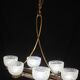 Art Decò Seguso Oval Mid-Century Six- Light Murano Glass and Brass Chandeli