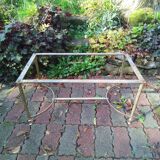 Brass and sea blue marble coffee table
