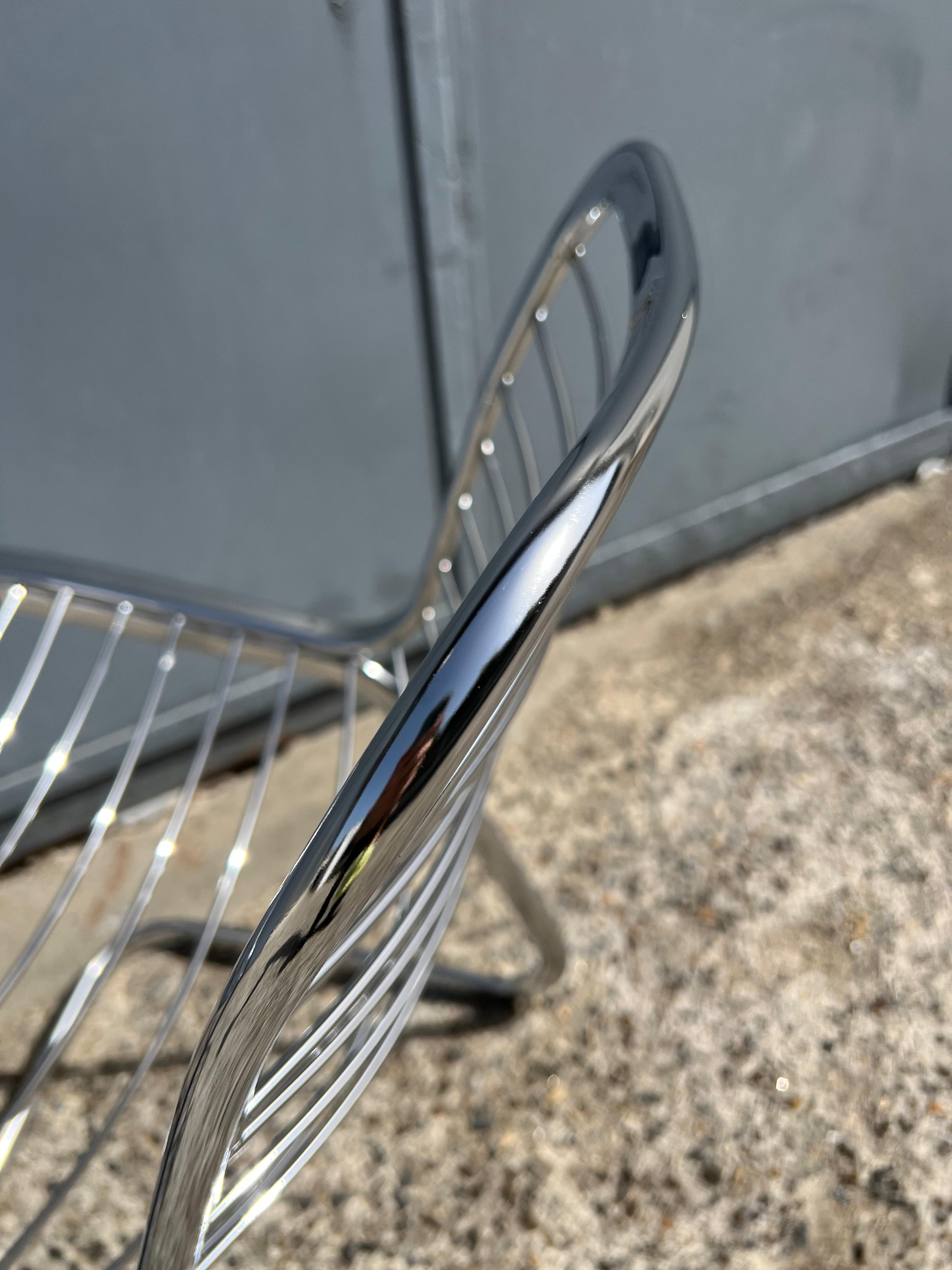 Vintage Italian design chrome metal chair from the 70s