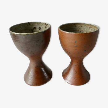 2 mazagrans form diabolo in sandstone signed Nigon