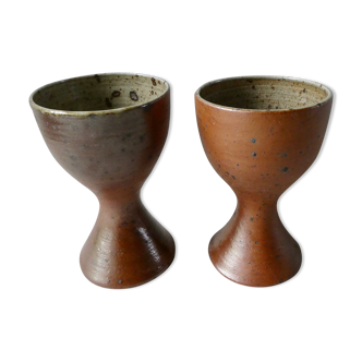 2 mazagrans form diabolo in sandstone signed Nigon