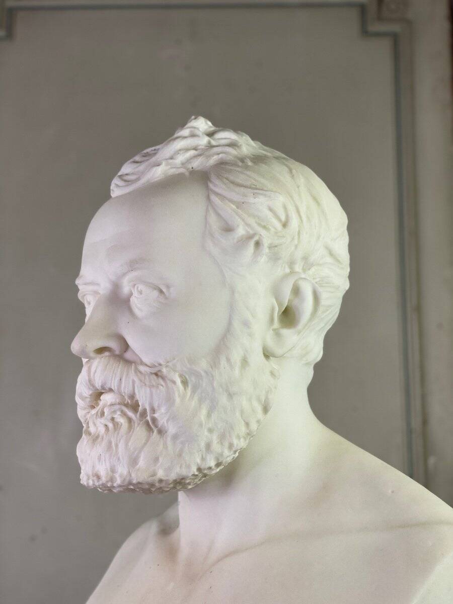 White marble statue bust signed Cassano