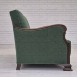 1950s, 3-seater sofa, green furniture blend wool, beech wood.