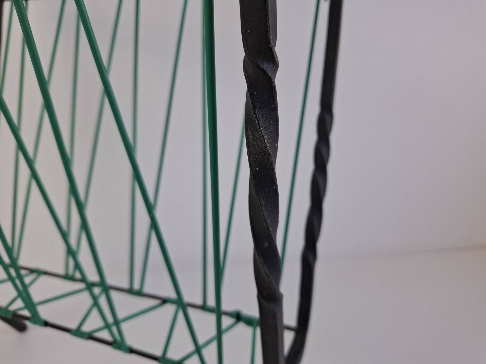 1960 Czechoslovakian Mid-Century Magazine Rack with Green Wire