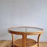 Table basse rotin et verre