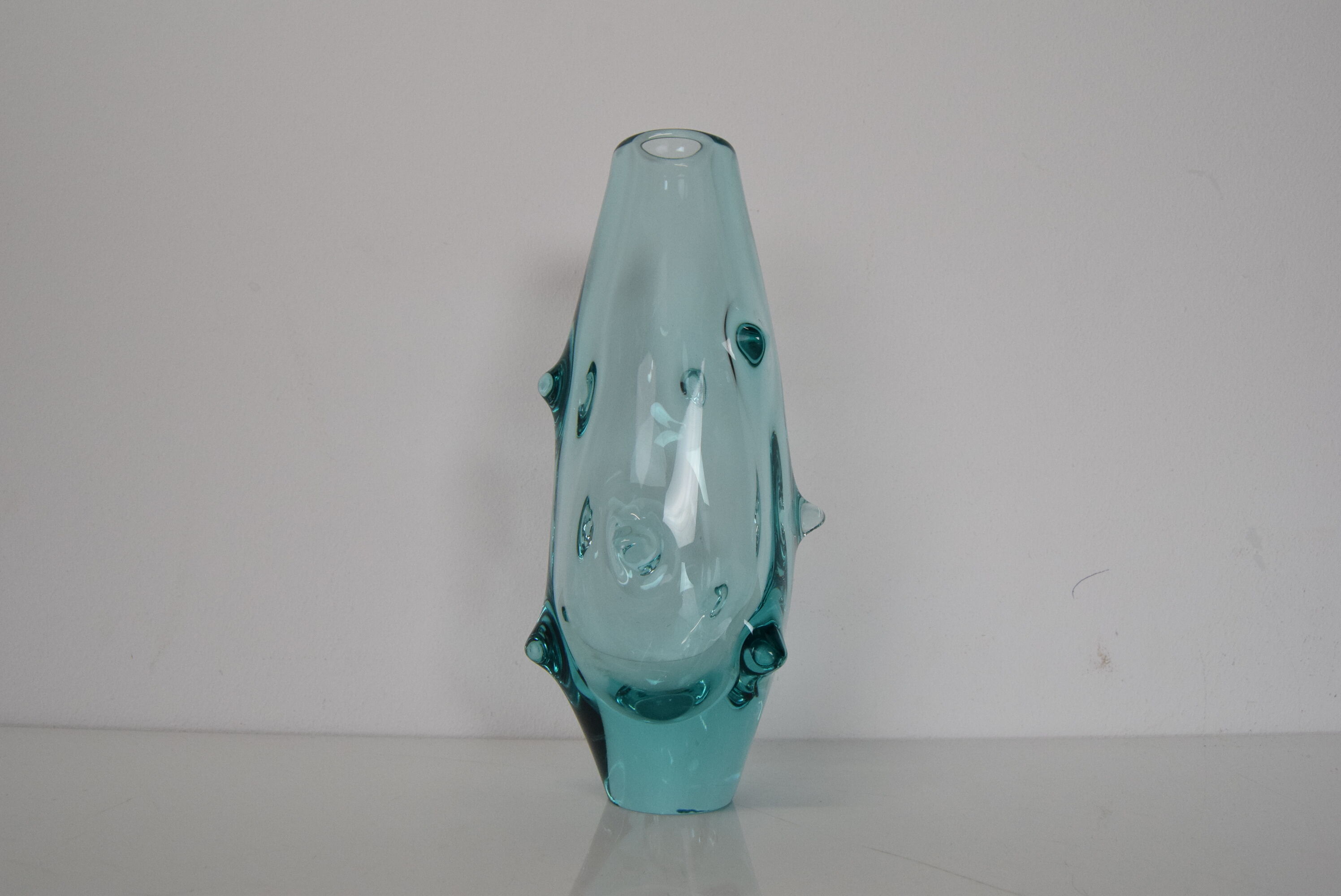 Vintage Glass Vase by Miroslav Klinger for Zelezny Brod Glasswork,1960's.