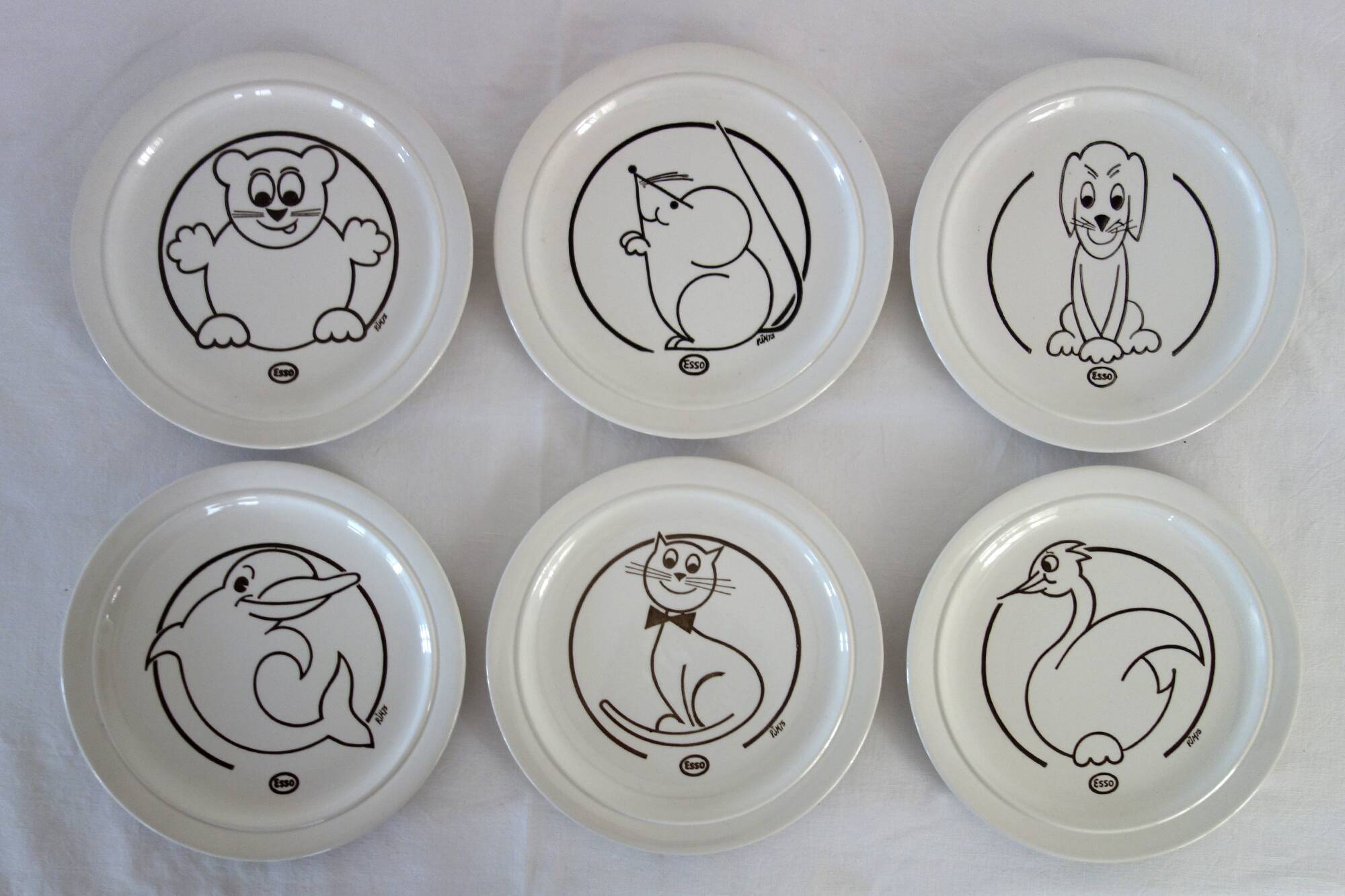 Set of 6 vintage Esso advertising plates