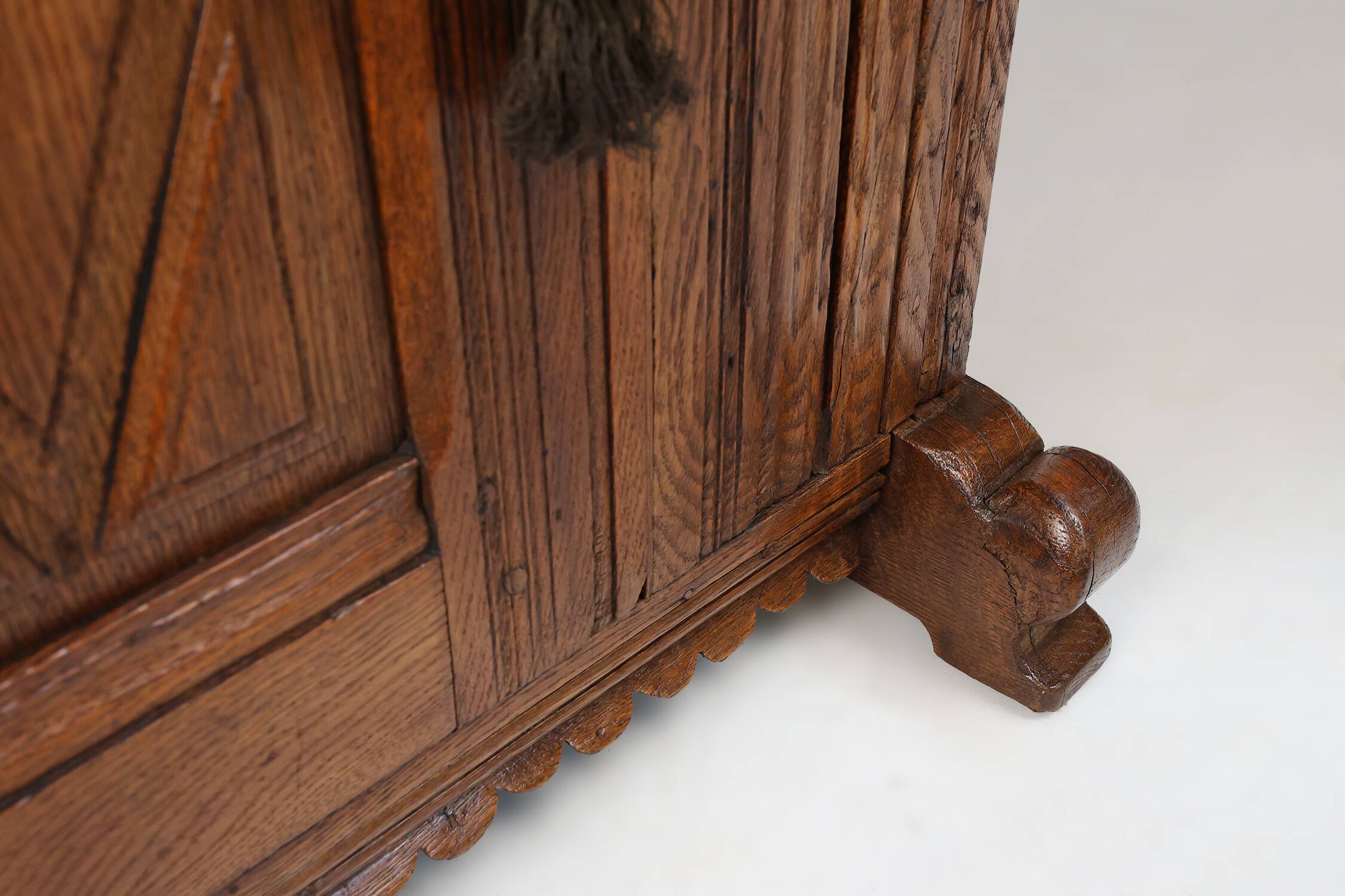 16th Century Belgian hand carved single door cabinet in full oak