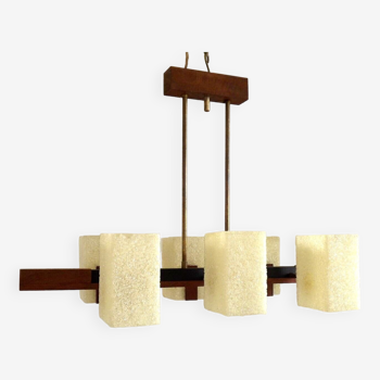 Suspension 1960 scandinave en teck et perspex