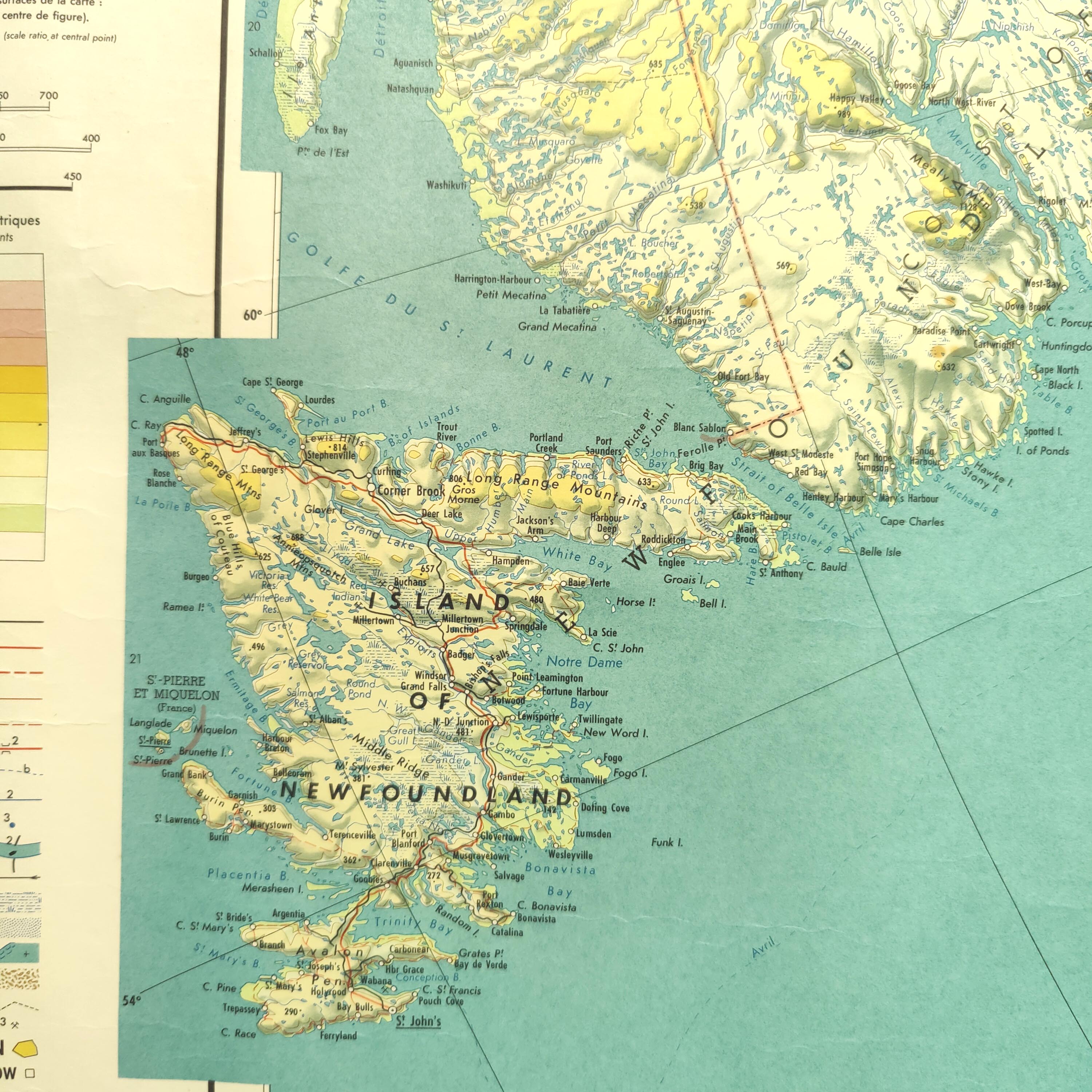 Vintage Map Iceland Greenland Canada 1968