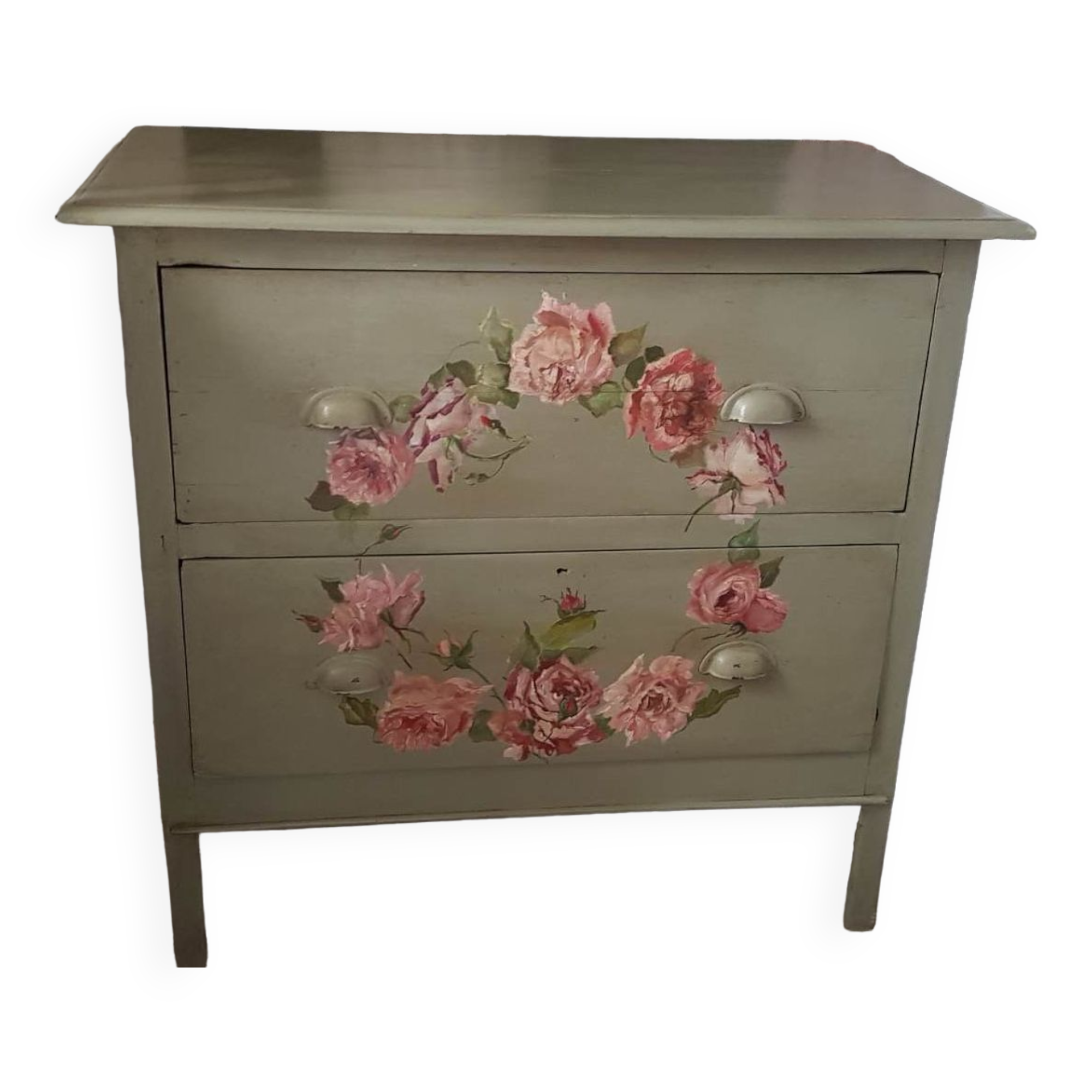 Old hand-painted English chest of drawers loom drawers