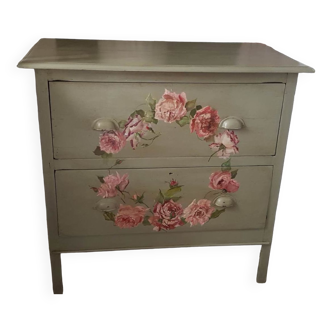 Old hand-painted English chest of drawers loom drawers