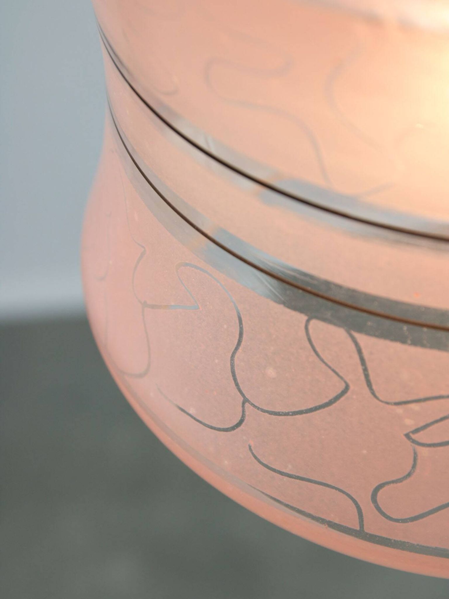 Vintage Italian Chrome and Pink Glass Pendant Lamp