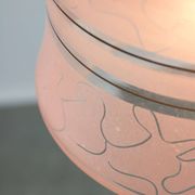 Vintage Italian Chrome and Pink Glass Pendant Lamp