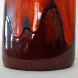 Large vintage Fat lava and enamel vase, H40cm