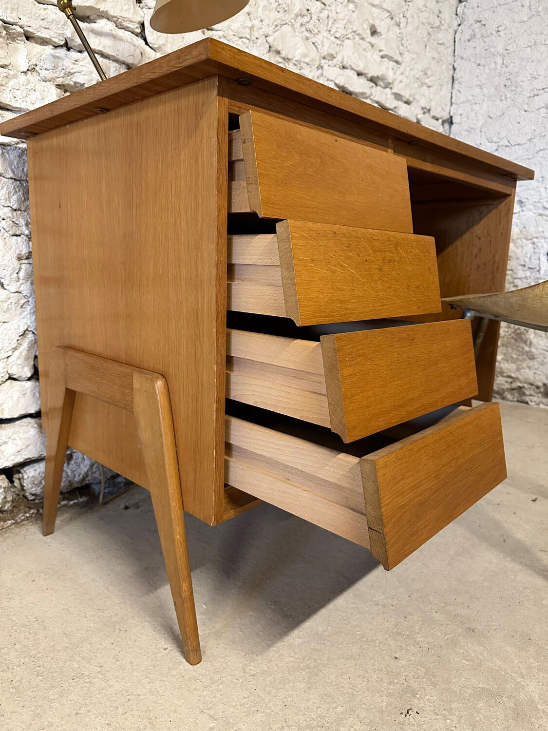 Child's desk 1950, vintage compass legs