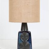 Big "1097" ceramic table lamp by Einar Johansen for Søholm with jute shade, mid-century Danish modern design, 1960s/1970s