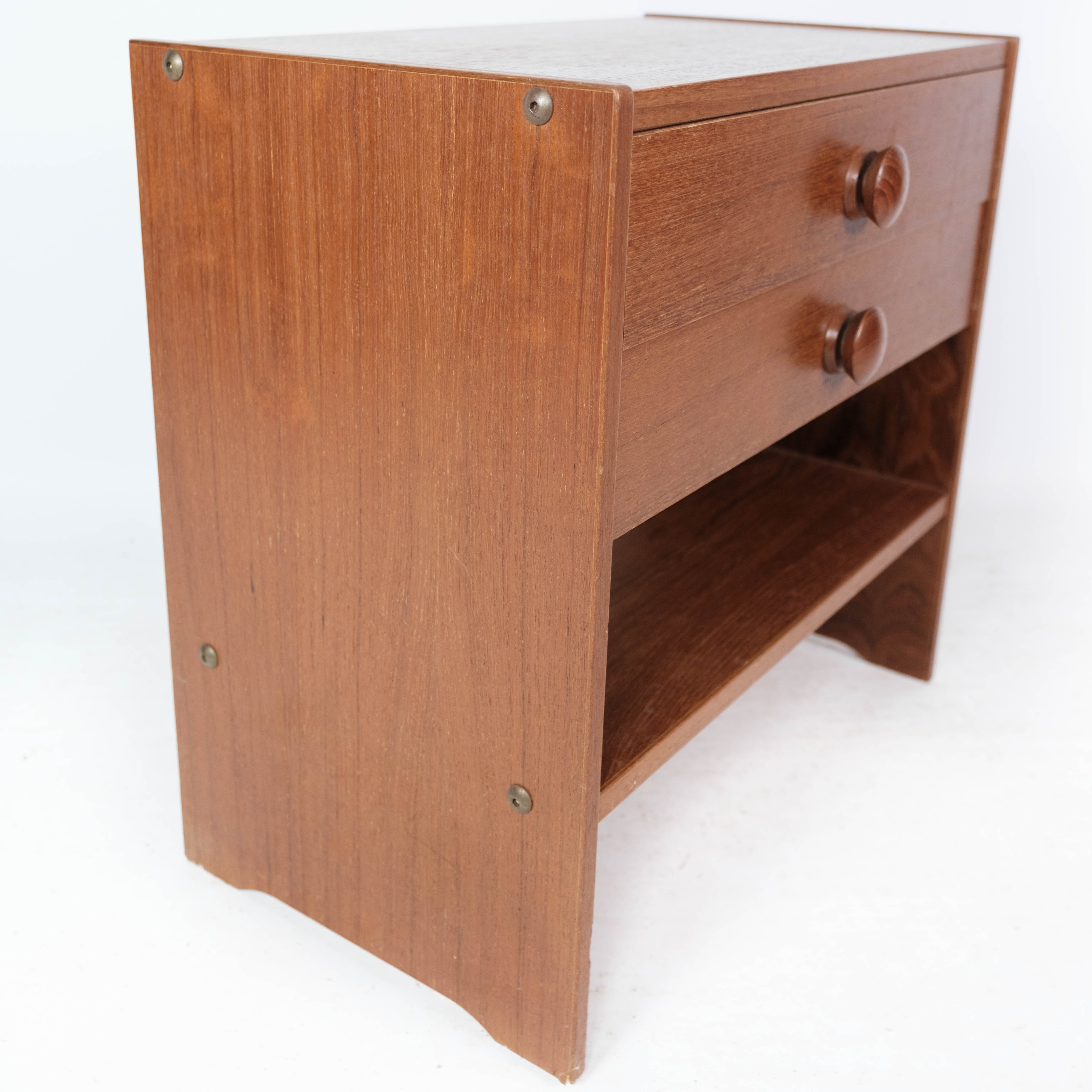 Bedside table with drawers in teak of Danish design manufactured by PBJ Furniture,  1960s