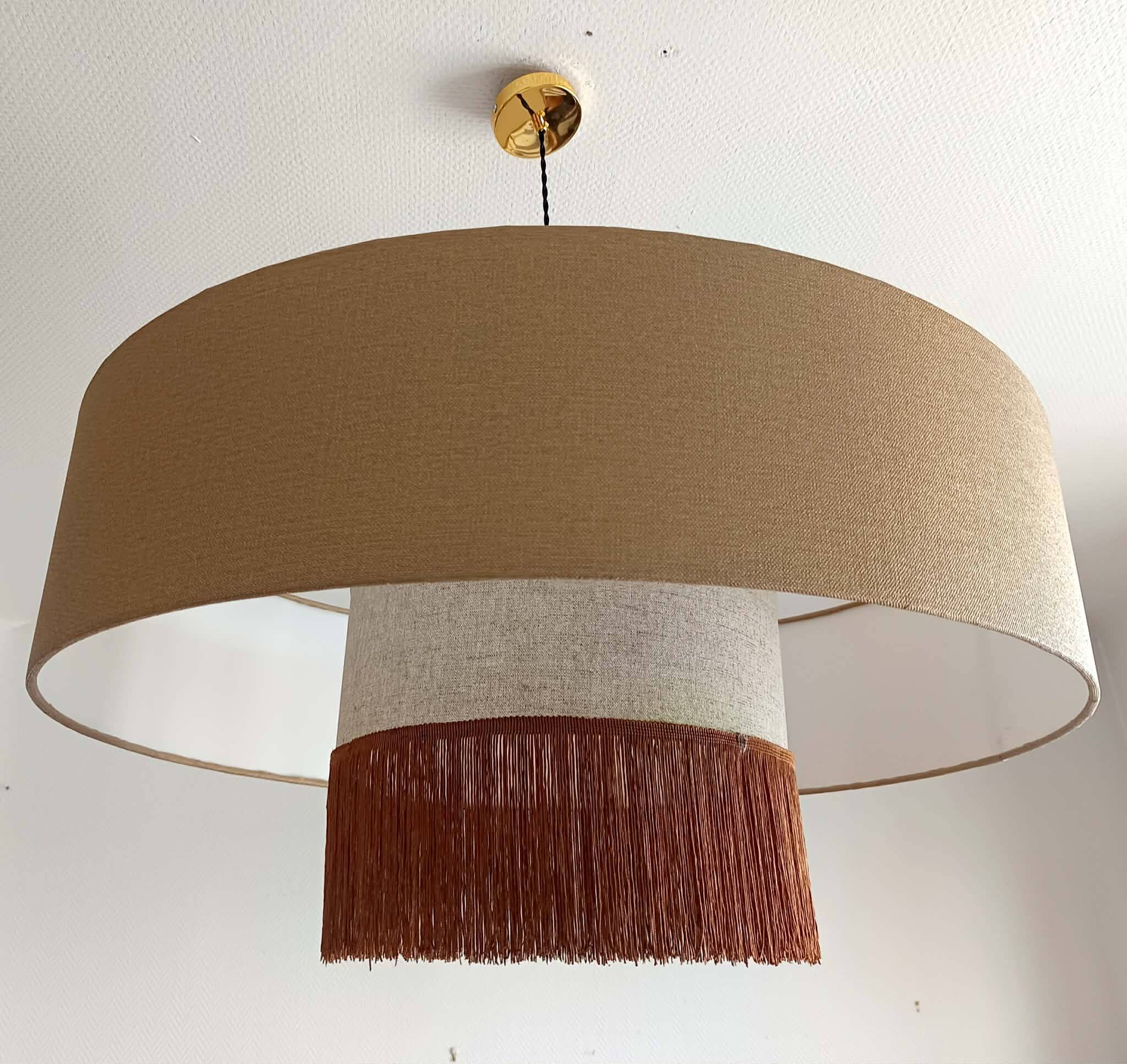 XXL fringe double lampshade suspension