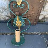 Green metal wall apply and vintage gold foliage