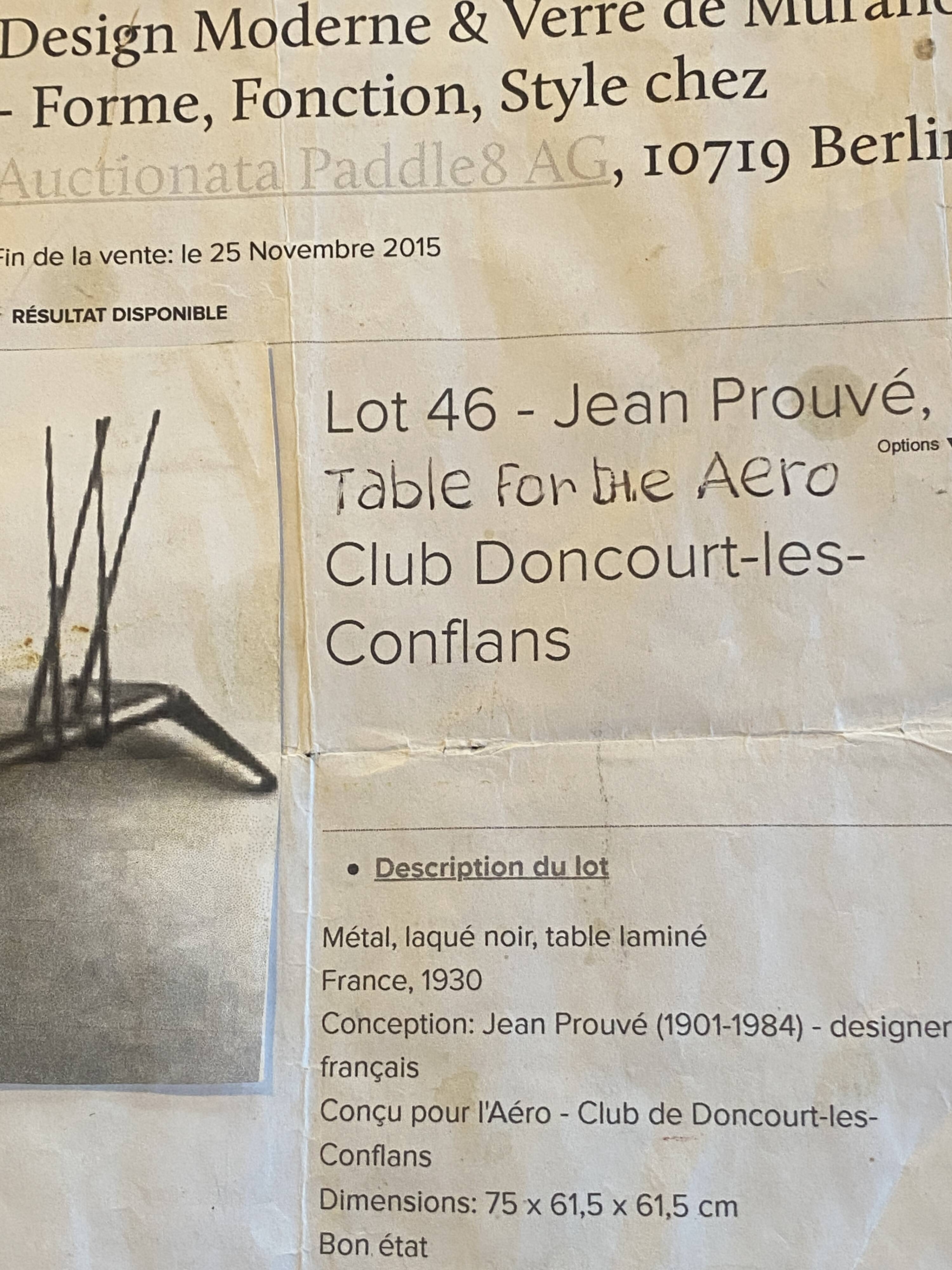Jean Prouvé table from the refreshment area of the Dancourt-les-Conflans Aeroclub.