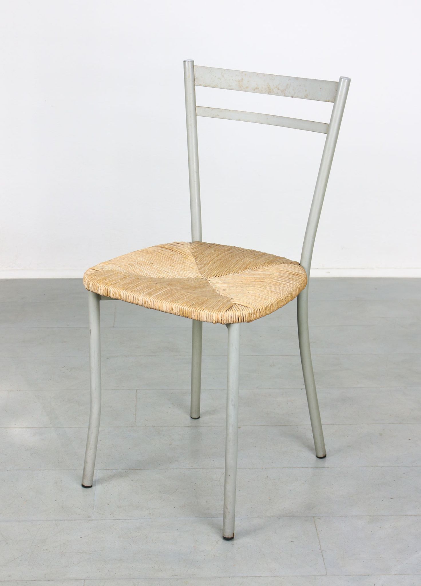 Vintage italian straw and metal chair