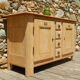 Old low sideboard / side unit / industrial furniture in solid ash