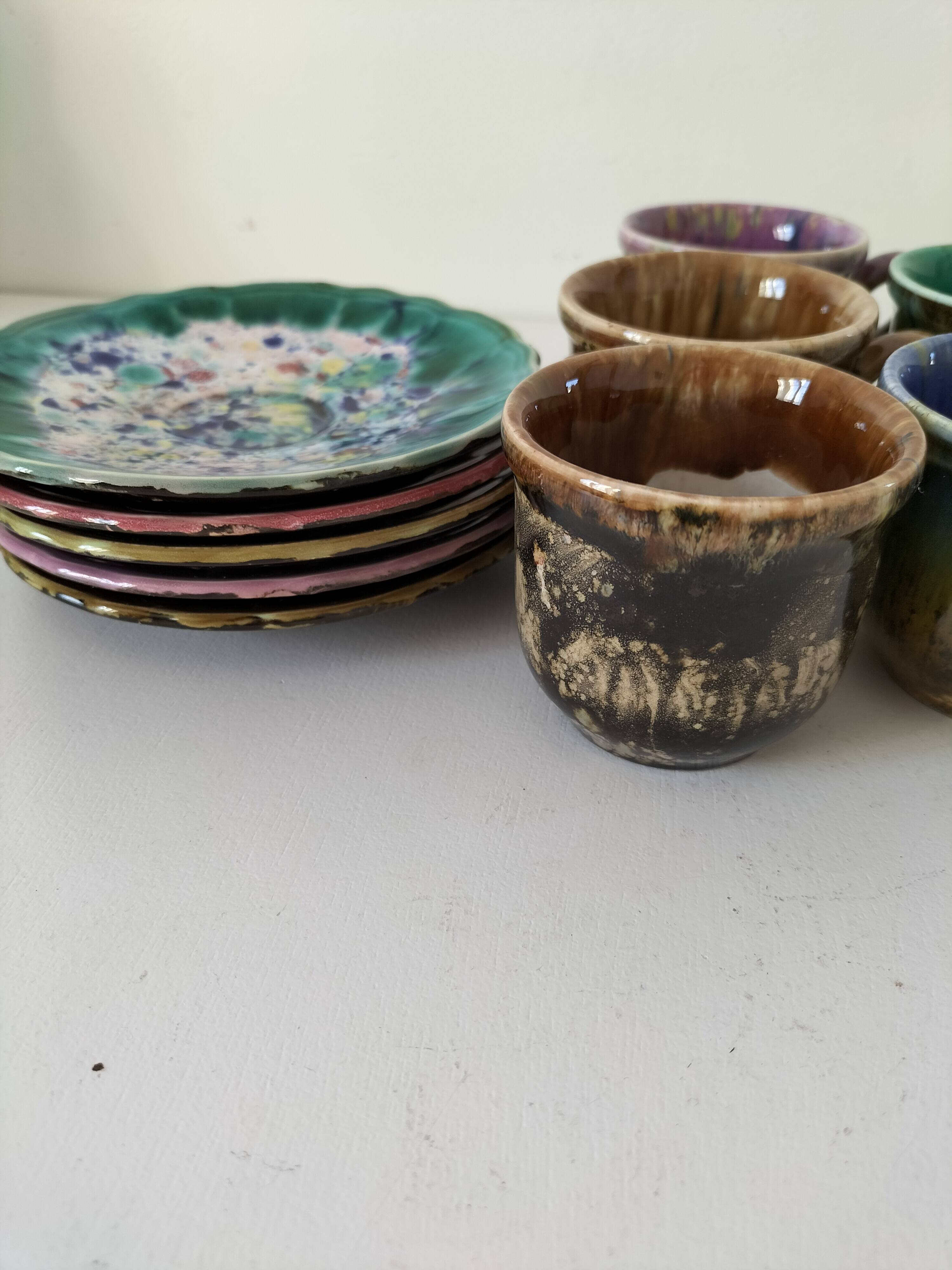 Gaston Gaubier ceramic cups and saucers