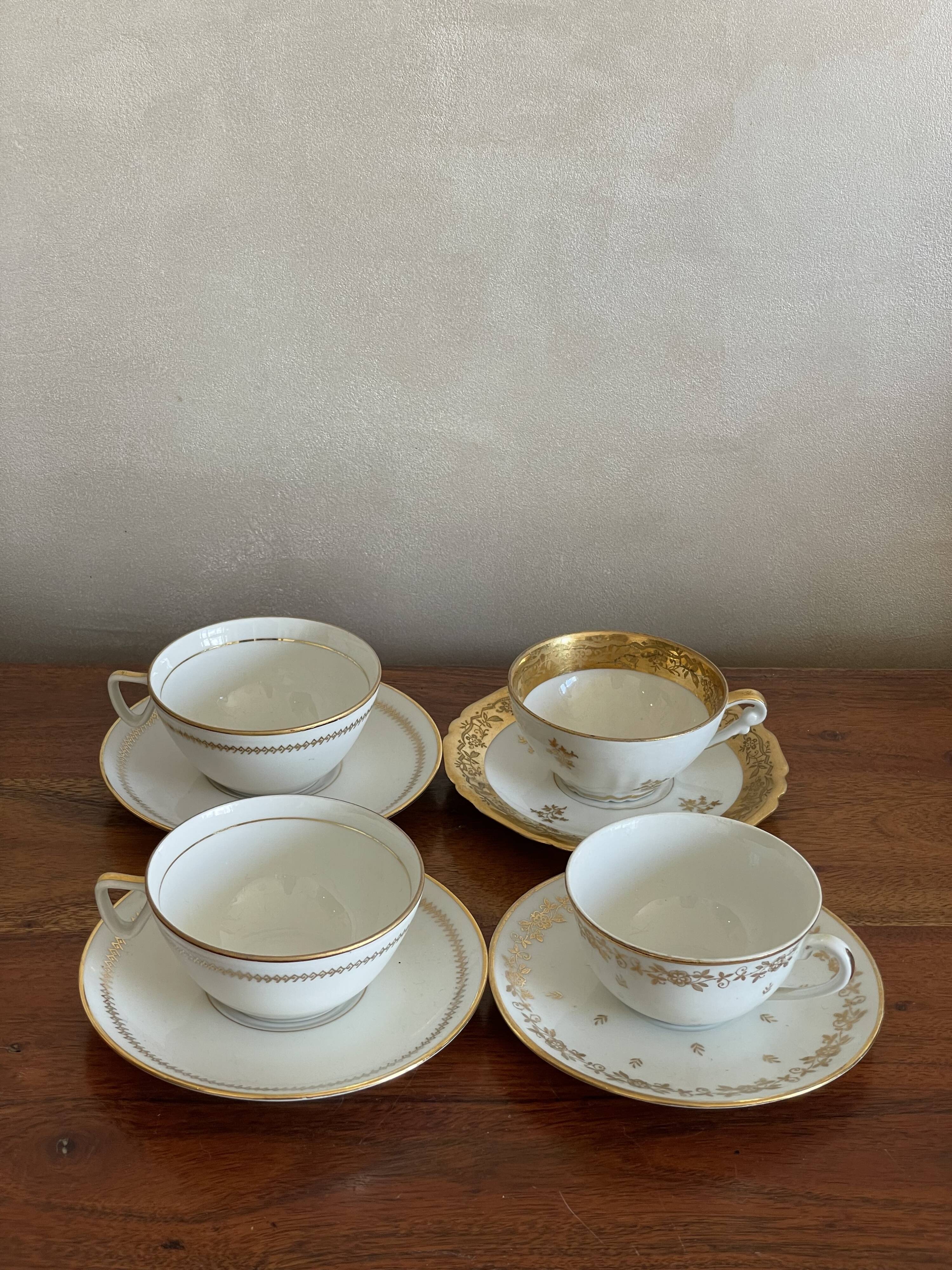 4 cups and under golden cups Limoges porcelain
