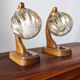 Pair of vintage 1970s mid-century Scandinavian lamps with amber globe.